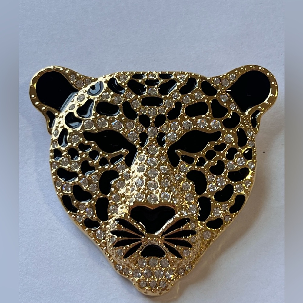 Rare Vintage Halcyon Days Leopard Head Brooch